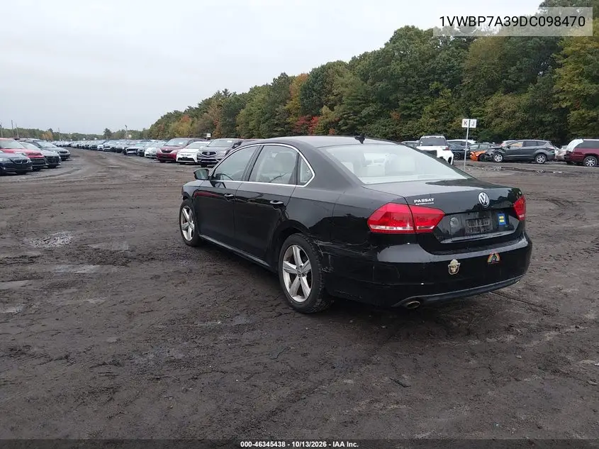 2013 VOLKSWAGEN PASSAT VIN 1VWBP7A39DC098470 — фото 3
