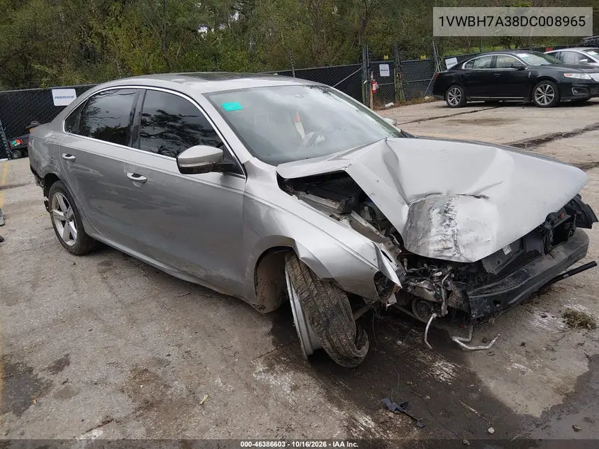 VOLKSWAGEN PASSAT 2013, VIN 1VWBH7A38DC008965