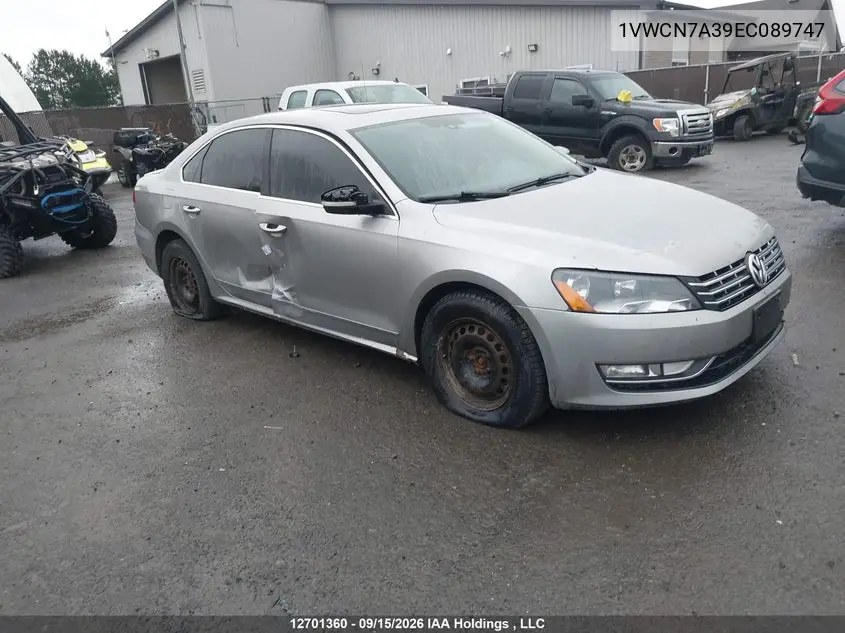 VOLKSWAGEN PASSAT 2014, VIN 1VWCN7A39EC089747