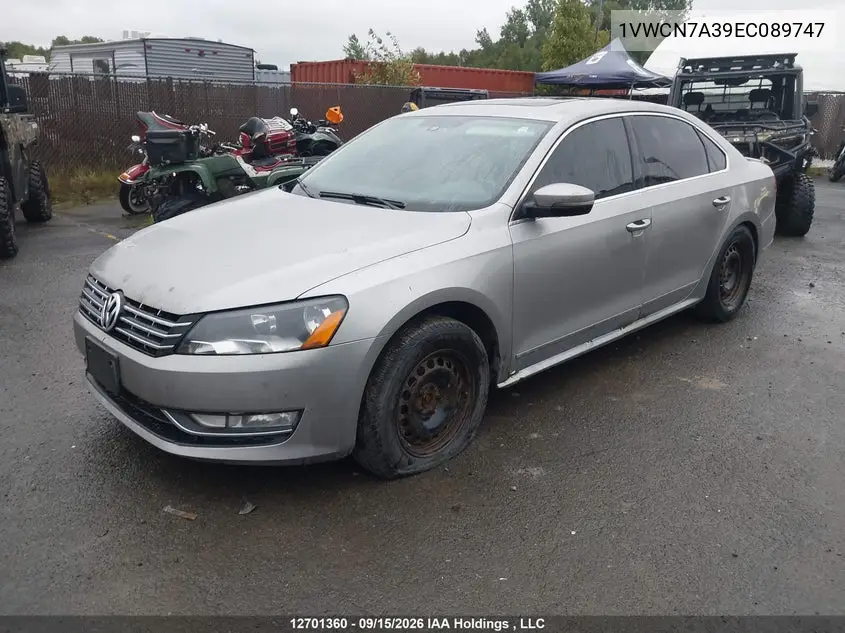 2014 VOLKSWAGEN PASSAT VIN 1VWCN7A39EC089747 — фото 2