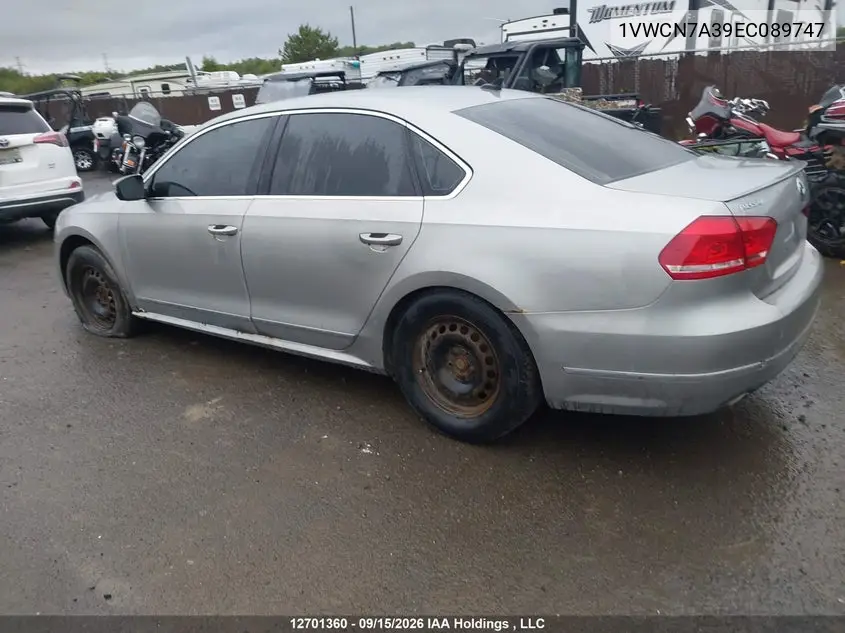 2014 VOLKSWAGEN PASSAT VIN 1VWCN7A39EC089747 — фото 3