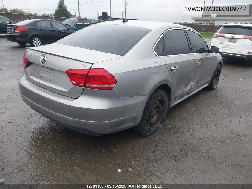 2014 VOLKSWAGEN PASSAT VIN 1VWCN7A39EC089747 — фото 4