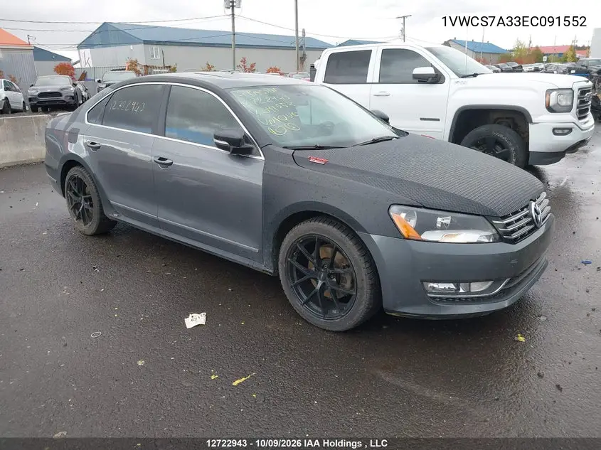 VOLKSWAGEN PASSAT 2014, VIN 1VWCS7A33EC091552
