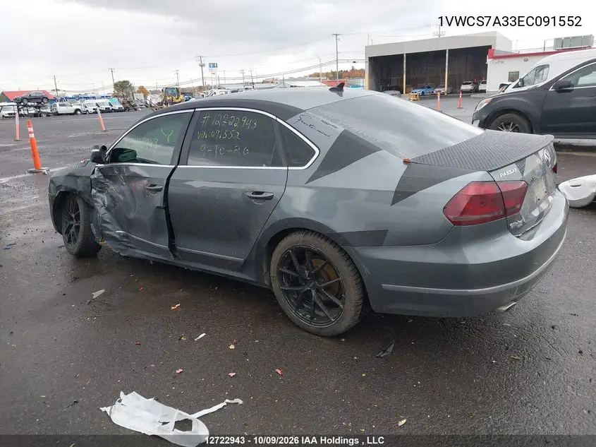 2014 VOLKSWAGEN PASSAT VIN 1VWCS7A33EC091552 — фото 14