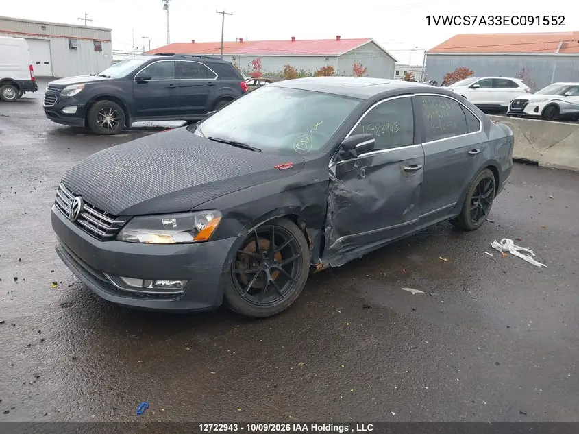 2014 VOLKSWAGEN PASSAT VIN 1VWCS7A33EC091552 — фото 2