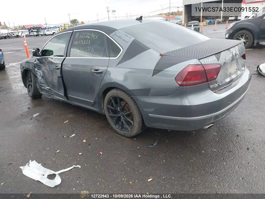 2014 VOLKSWAGEN PASSAT VIN 1VWCS7A33EC091552 — фото 3