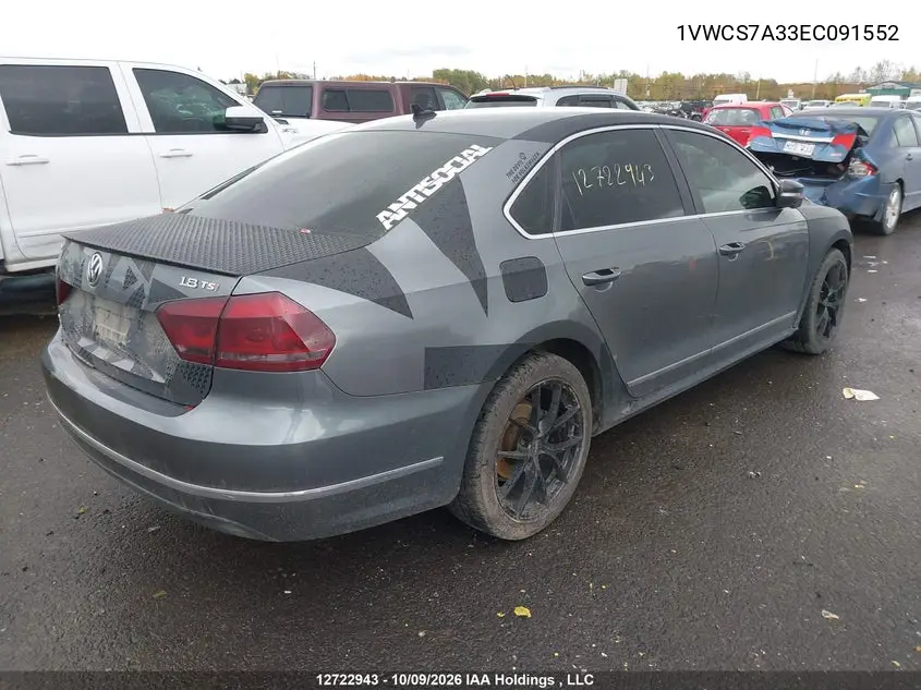 2014 VOLKSWAGEN PASSAT VIN 1VWCS7A33EC091552 — фото 4