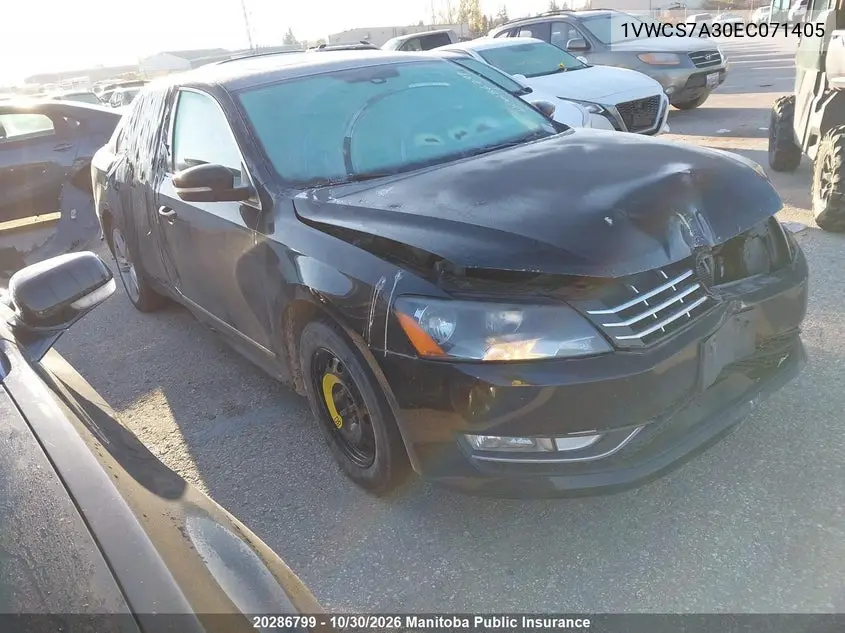 VOLKSWAGEN PASSAT 2014, VIN 1VWCS7A30EC071405