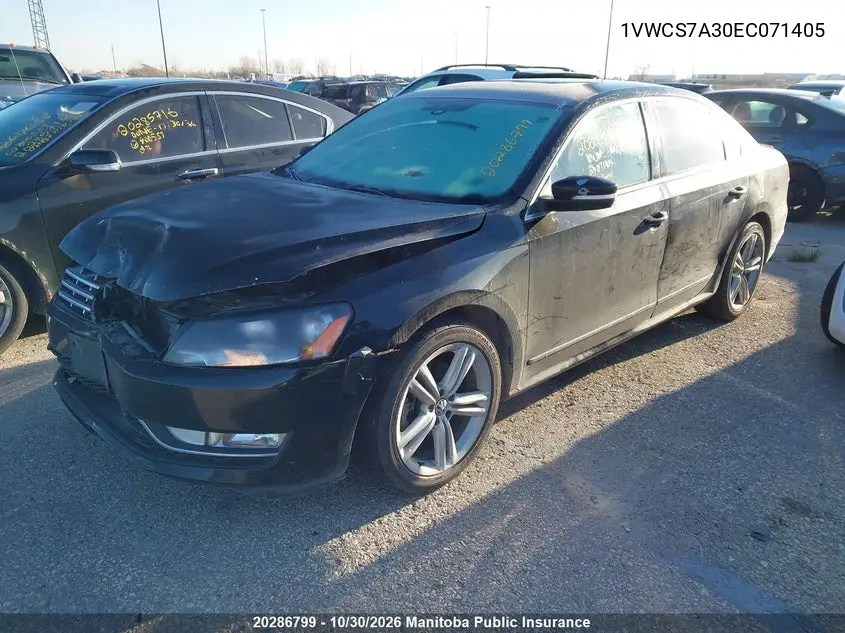 2014 VOLKSWAGEN PASSAT VIN 1VWCS7A30EC071405 — фото 2