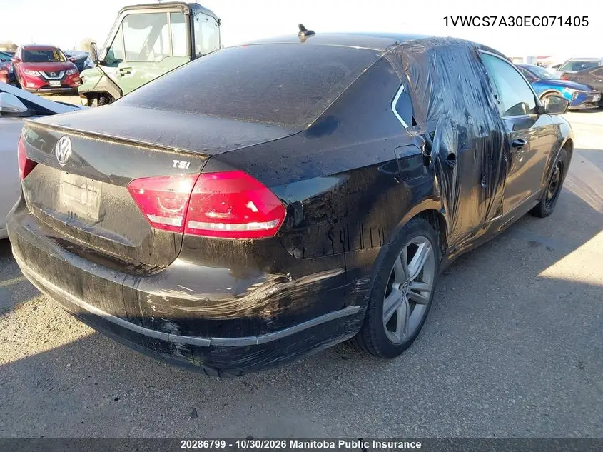 2014 VOLKSWAGEN PASSAT VIN 1VWCS7A30EC071405 — фото 4
