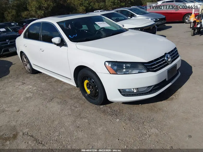 VOLKSWAGEN PASSAT 2014, VIN 1VWCT7A36EC024621