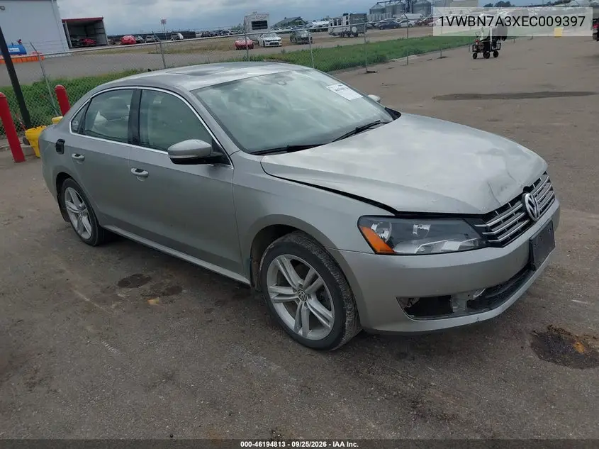 VOLKSWAGEN PASSAT 2014, VIN 1VWBN7A3XEC009397