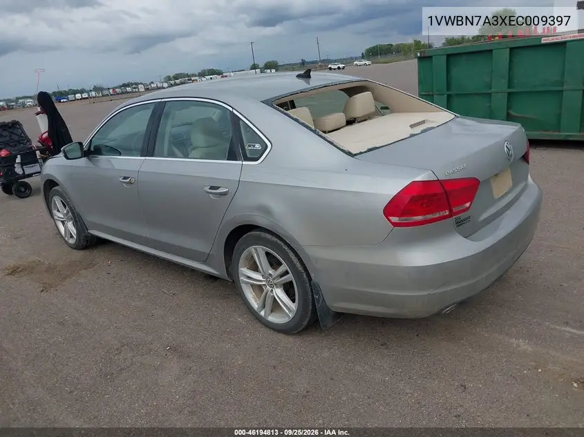 2014 VOLKSWAGEN PASSAT VIN 1VWBN7A3XEC009397 — фото 3