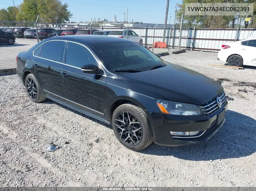 VOLKSWAGEN PASSAT 2014, VIN 1VWCN7A34EC062391