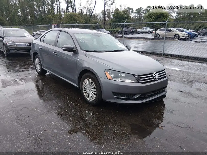 VOLKSWAGEN PASSAT 2014, VIN 1VWAT7A38EC065730