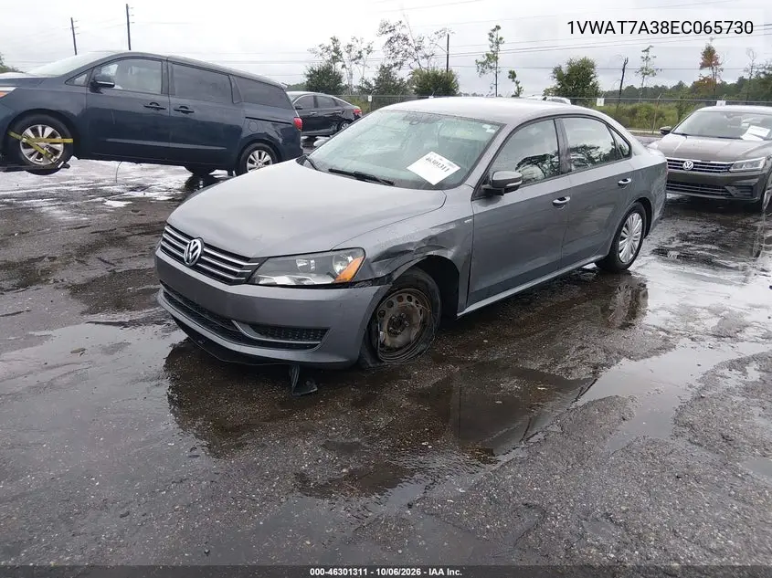 2014 VOLKSWAGEN PASSAT VIN 1VWAT7A38EC065730 — фото 2