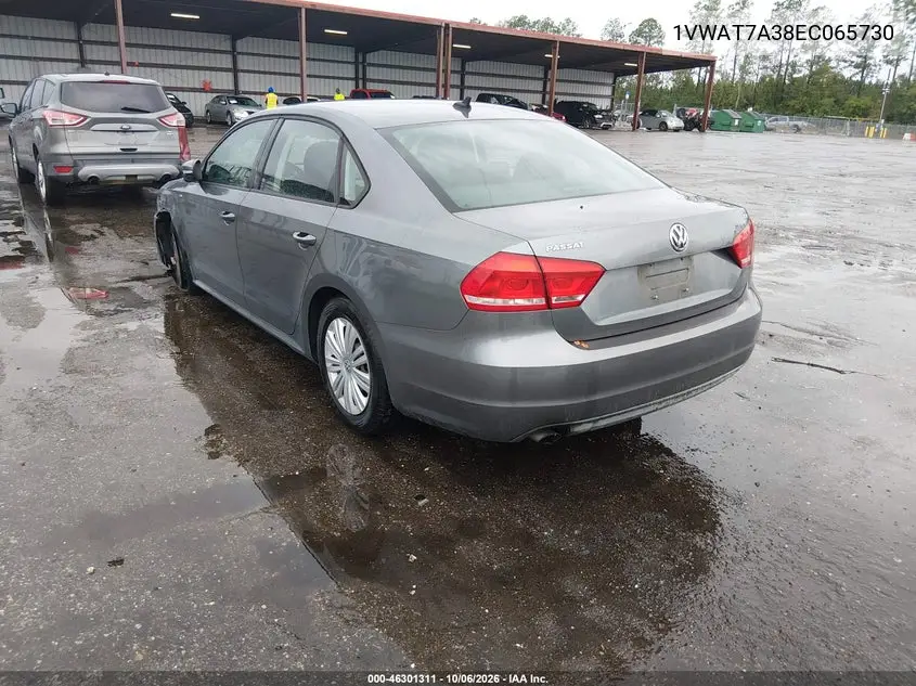 2014 VOLKSWAGEN PASSAT VIN 1VWAT7A38EC065730 — фото 3