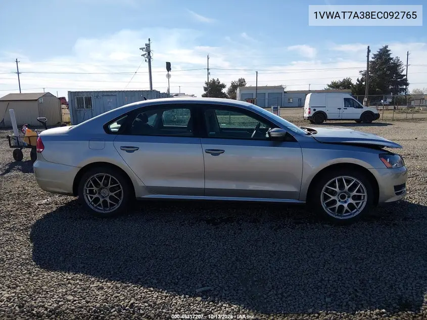 2014 VOLKSWAGEN PASSAT VIN 1VWAT7A38EC092765 — фото 14