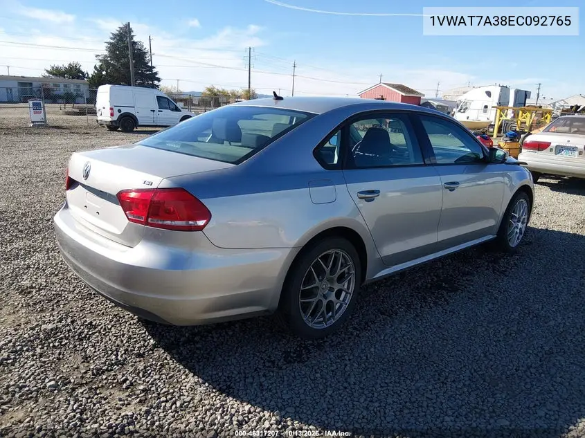 2014 VOLKSWAGEN PASSAT VIN 1VWAT7A38EC092765 — фото 4