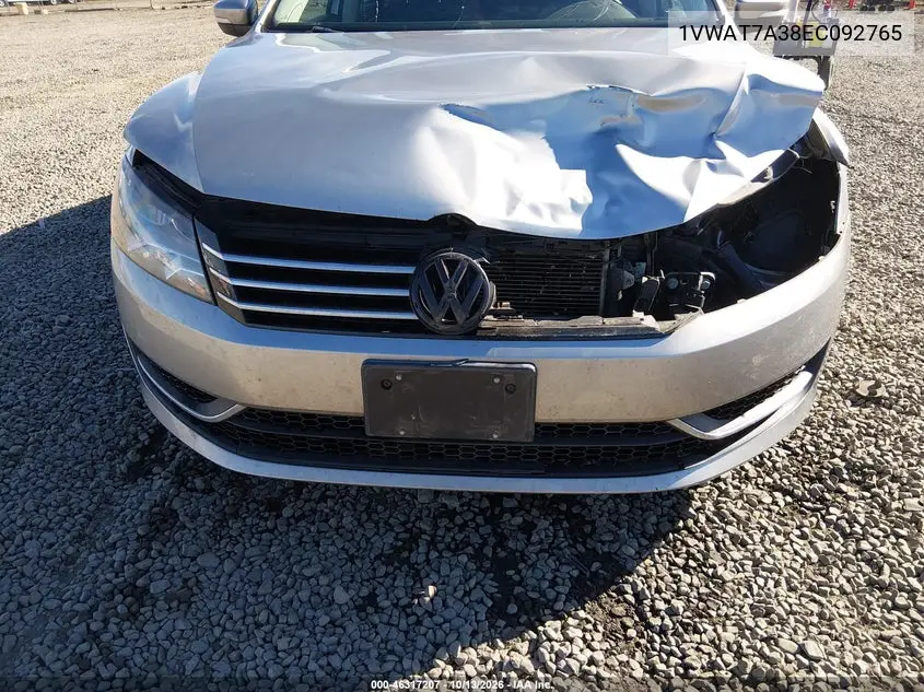 2014 VOLKSWAGEN PASSAT VIN 1VWAT7A38EC092765 — фото 6