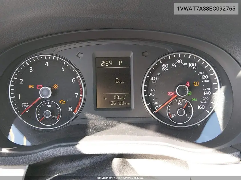 2014 VOLKSWAGEN PASSAT VIN 1VWAT7A38EC092765 — фото 7