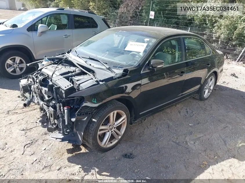 2014 VOLKSWAGEN PASSAT VIN 1VWCT7A35EC034461 — фото 2