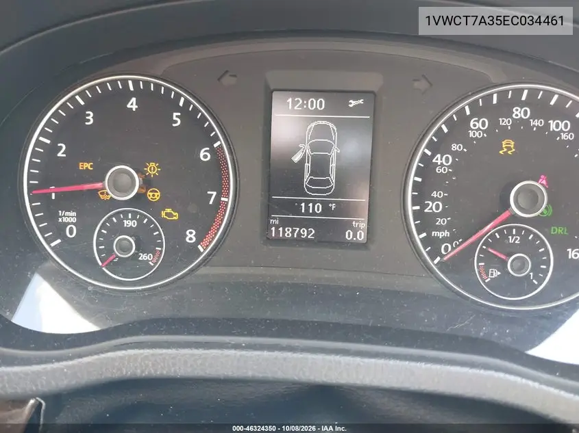 2014 VOLKSWAGEN PASSAT VIN 1VWCT7A35EC034461 — фото 7