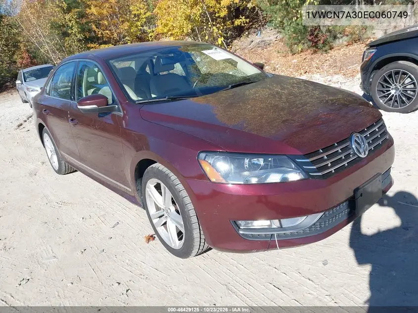 VOLKSWAGEN PASSAT 2014, VIN 1VWCN7A30EC060749