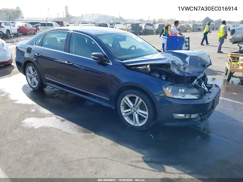 VOLKSWAGEN PASSAT 2014, VIN 1VWCN7A30EC016914
