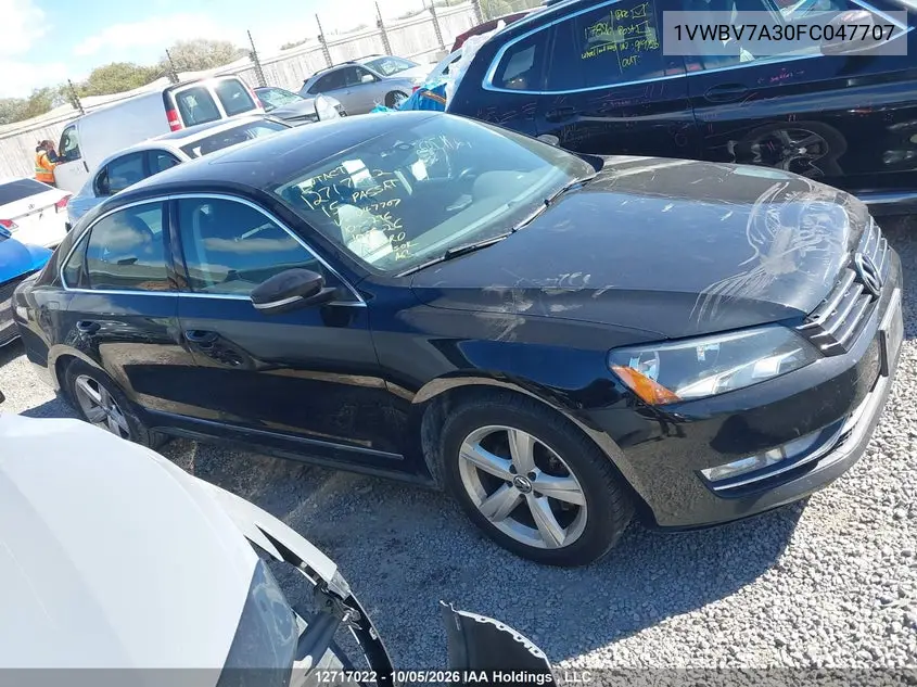 2015 VOLKSWAGEN PASSAT VIN 1VWBV7A30FC047707 — фото 13