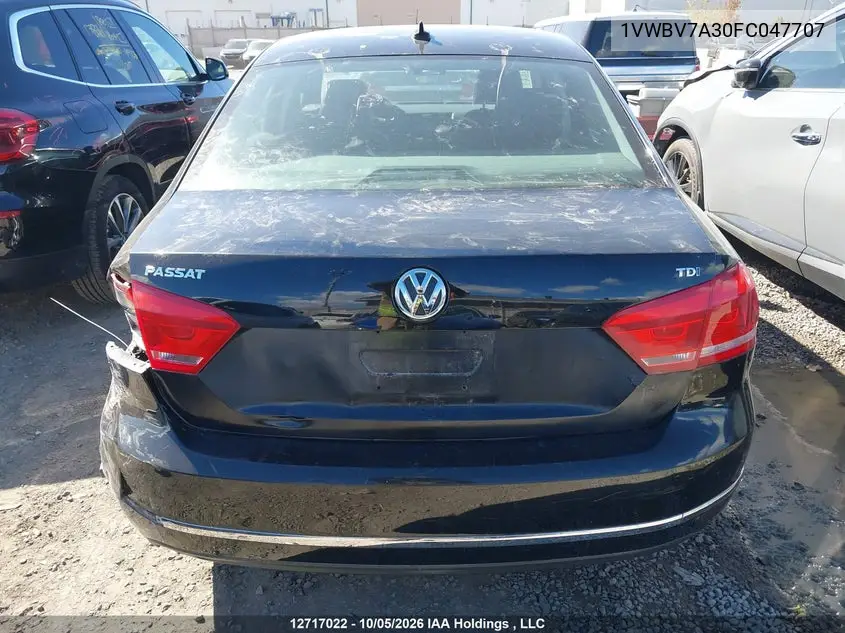 2015 VOLKSWAGEN PASSAT VIN 1VWBV7A30FC047707 — фото 16