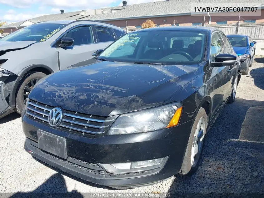 2015 VOLKSWAGEN PASSAT VIN 1VWBV7A30FC047707 — фото 2