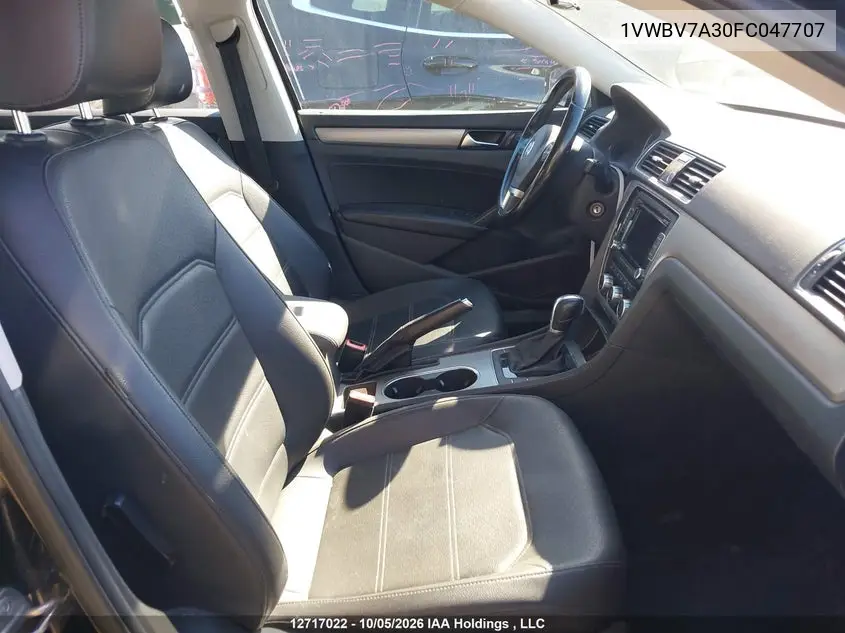 2015 VOLKSWAGEN PASSAT VIN 1VWBV7A30FC047707 — фото 5