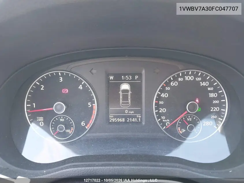2015 VOLKSWAGEN PASSAT VIN 1VWBV7A30FC047707 — фото 7