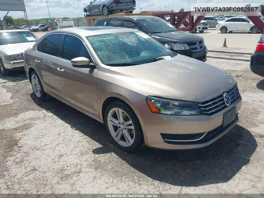 VOLKSWAGEN PASSAT 2015, VIN 1VWBV7A33FC052867