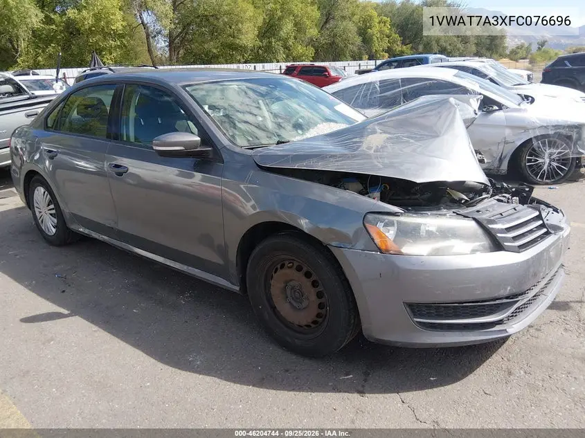 VOLKSWAGEN PASSAT 2015, VIN 1VWAT7A3XFC076696