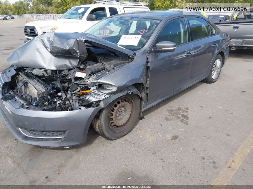 2015 VOLKSWAGEN PASSAT VIN 1VWAT7A3XFC076696 — фото 2