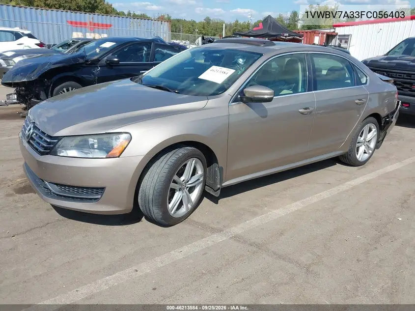 2015 VOLKSWAGEN PASSAT VIN 1VWBV7A33FC056403 — фото 2