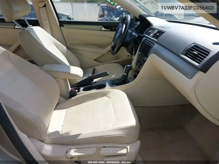 2015 VOLKSWAGEN PASSAT VIN 1VWBV7A33FC056403 — фото 5