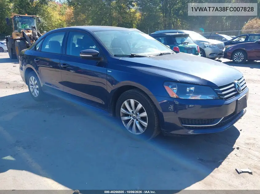 VOLKSWAGEN PASSAT 2015, VIN 1VWAT7A38FC007828