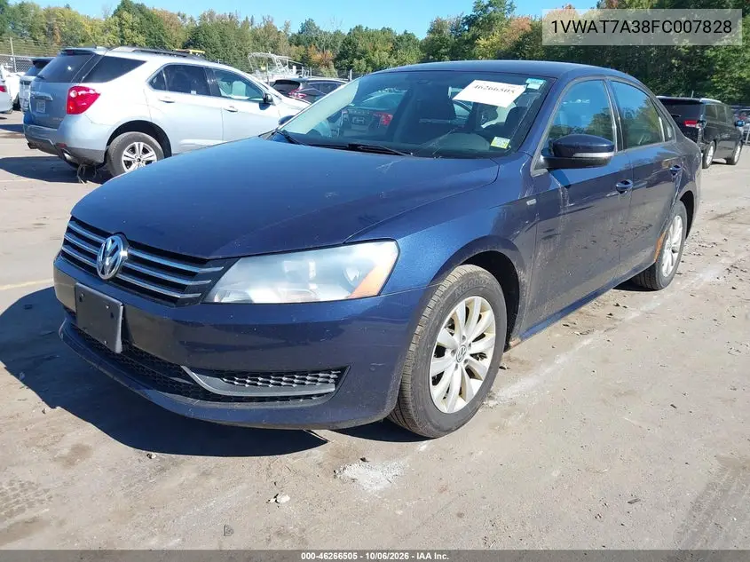 2015 VOLKSWAGEN PASSAT VIN 1VWAT7A38FC007828 — фото 2
