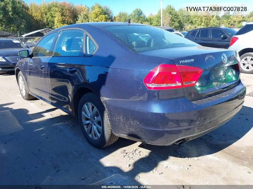 2015 VOLKSWAGEN PASSAT VIN 1VWAT7A38FC007828 — фото 3