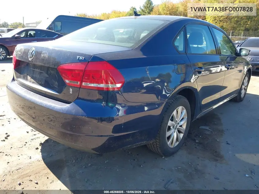 2015 VOLKSWAGEN PASSAT VIN 1VWAT7A38FC007828 — фото 4