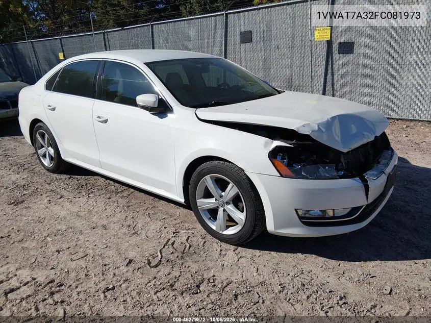VOLKSWAGEN PASSAT 2015, VIN 1VWAT7A32FC081973
