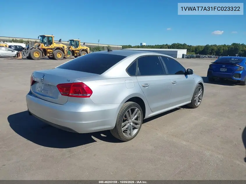 2015 VOLKSWAGEN PASSAT VIN 1VWAT7A31FC023322 — фото 4