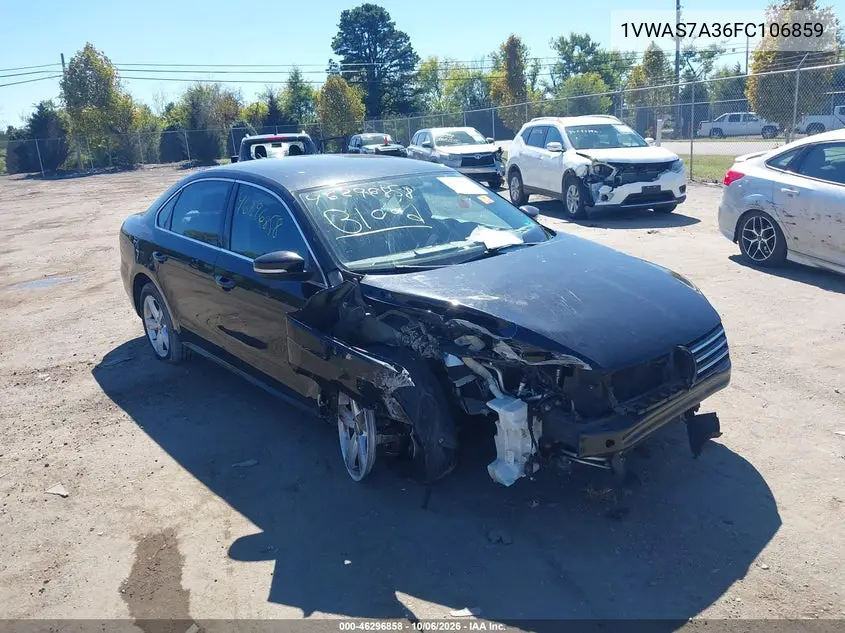 VOLKSWAGEN PASSAT 2015, VIN 1VWAS7A36FC106859