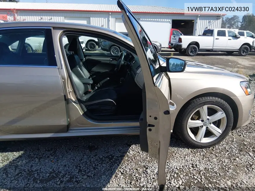 2015 VOLKSWAGEN PASSAT VIN 1VWBT7A3XFC024330 — фото 5