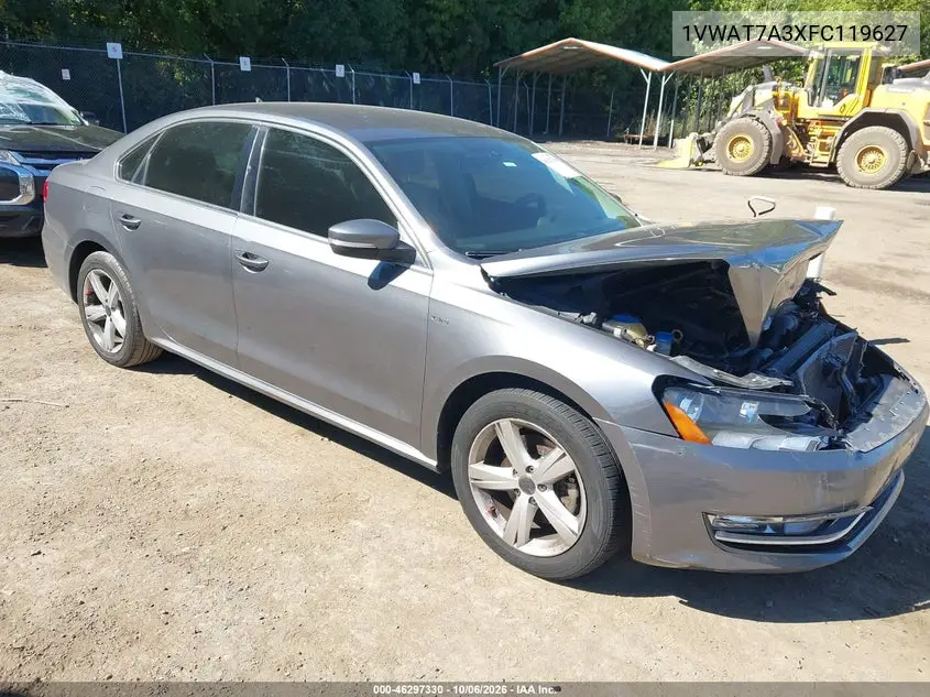 VOLKSWAGEN PASSAT 2015, VIN 1VWAT7A3XFC119627