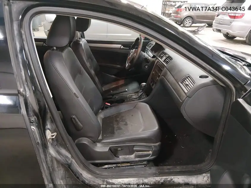 2015 VOLKSWAGEN PASSAT VIN 1VWAT7A34FC043645 — фото 5