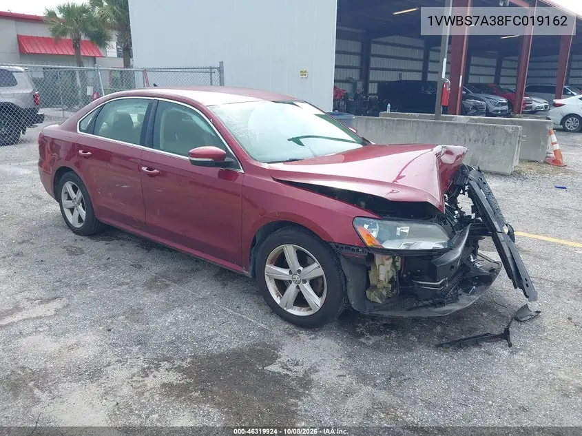 VOLKSWAGEN PASSAT 2015, VIN 1VWBS7A38FC019162